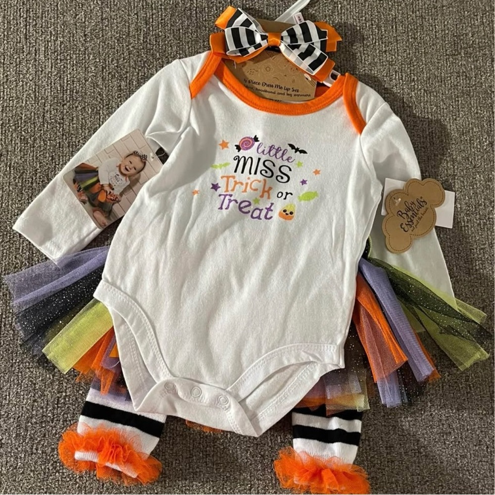 Baby Essentials Halloween Little Miss Trick or Treat tutu set headband 9 Months